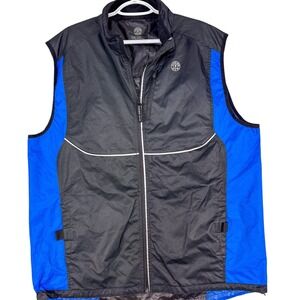 Golds Gym Windbreaker Vest Mens XL Black Blue Sleeveless Reflective Running